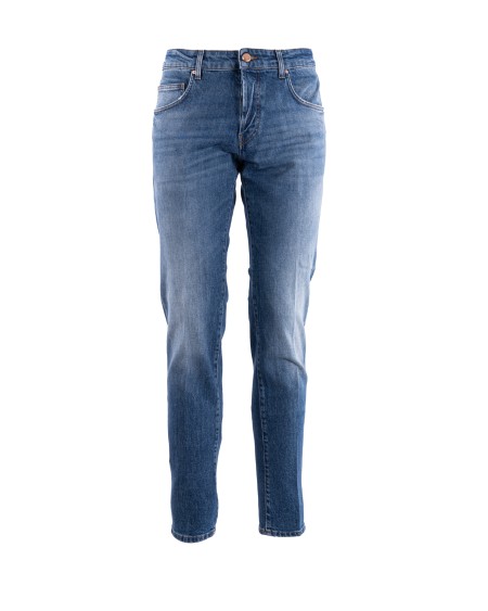 Shop DON THE FULLER  Jeans: Don The Fuller jeans "Milano" in cotone elasticizzato.
Slim fit.
Lavaggio: blu.
Chiusura con bottone.
Modello cinque tasche.
Tapered fit.
Composizione: 98% cotone, 2% elastan.
Made in Italy.. MILANO DTF-D